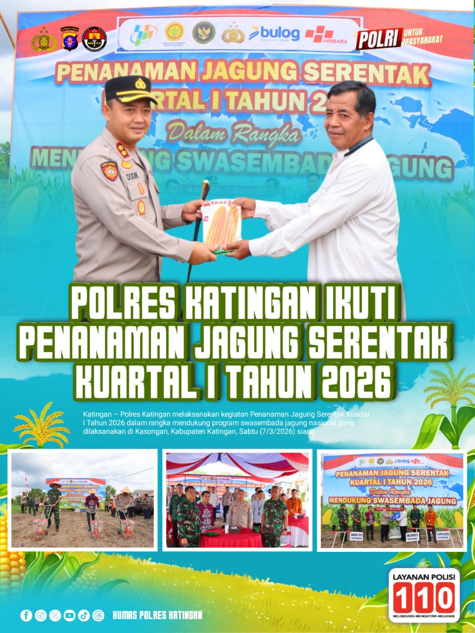 Polres Katingan Ikuti Penanaman Jagung Serentak Kuartal I Tahun 2026