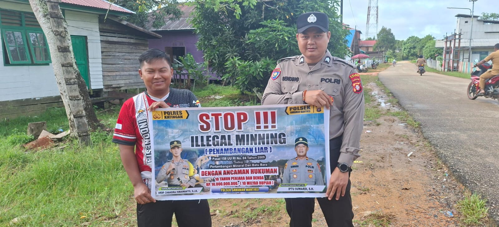 Bhabinkamtibmas Desa Tumbang Baraoi Sosialisasi tentang larangan Ilegal Mining.