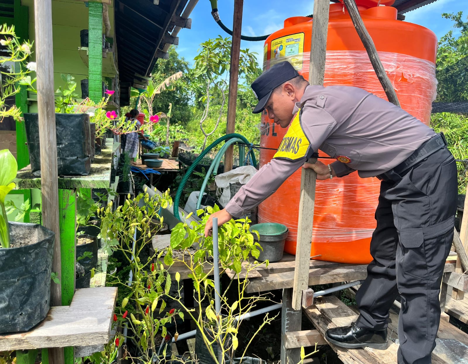 Bhabinkamtibmas Desa Kampung Tengah Sambangi Masyarakat Pemilik Pemanfaatan Lahan Pekarangan