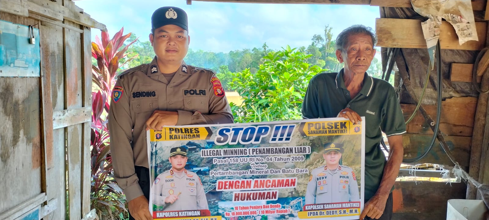 Bhabinkamtibmas Desa Tumbang Baraoi Sosialisasi tentang larangan Ilegal Mining.