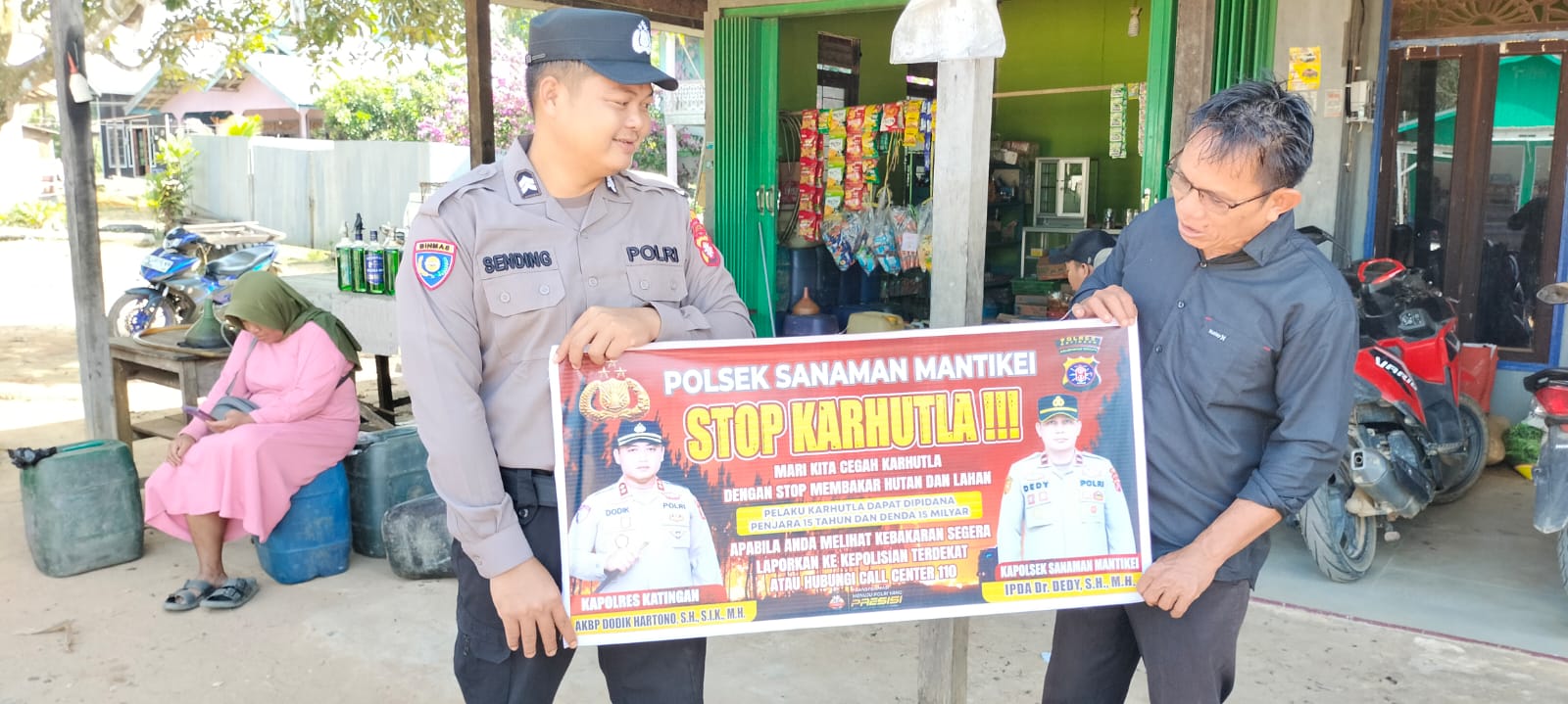 Bhabinkamtibmas Desa Tumbang Baraoi Sosialisasi imbauan tentang Karhutla