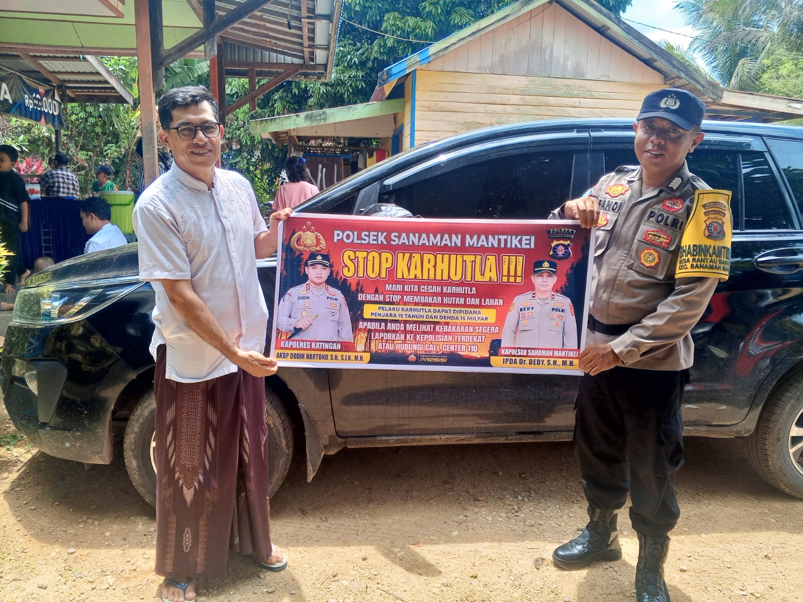 Bhabinkamtibmas Desa Rantau Bangkiang Sosialisasi imbauan tentang Karhutla