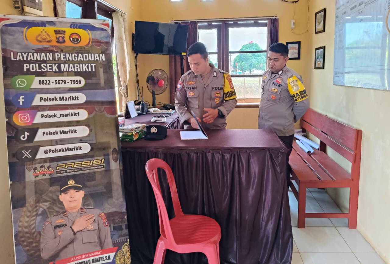PERSONEL POLSEK MARIKIT LAKSANAKAN PENJAGAAN MAKO DAN PELAYANAN KEPOLISIAN UNTUK MENJAGA KAMTIBMAS TETAP KONDUSIF