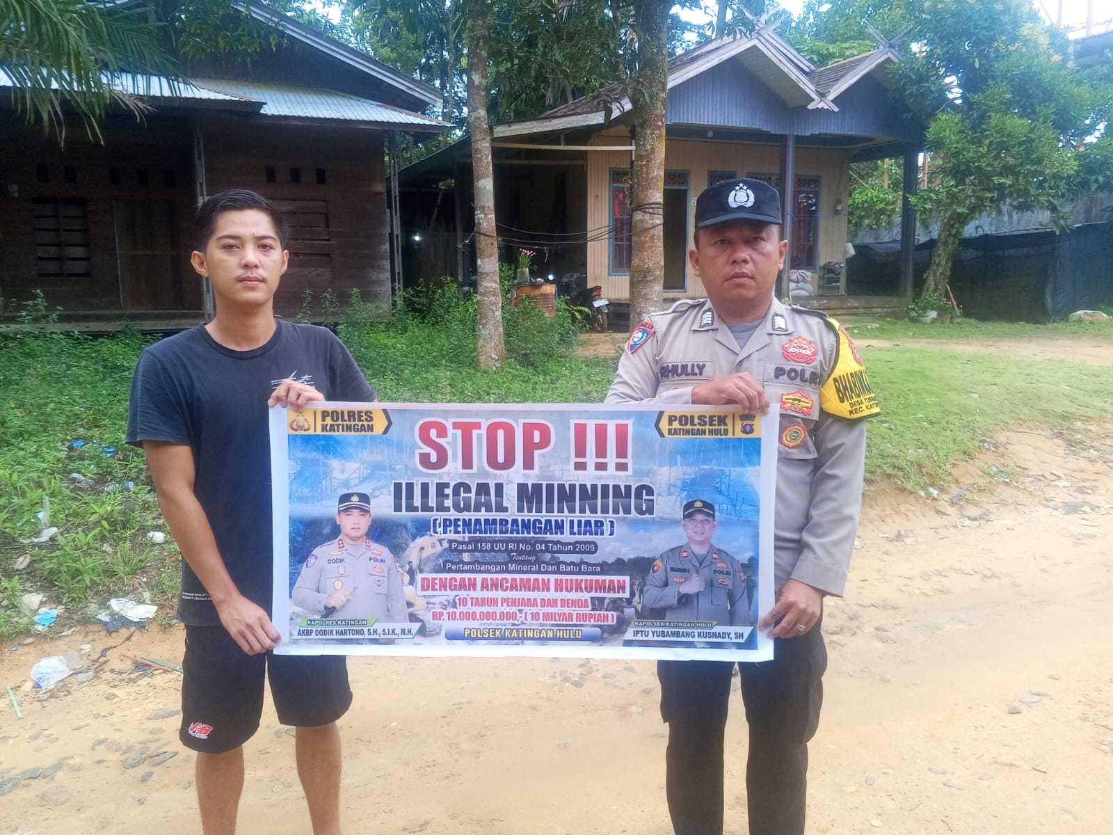 Upaya pencegahan Penambangan Emas Tanpa Ijin (PETI) di Kecamatan Katingan Hulu, Bhabinkamtibmas sosialisasi kepada masyarakat.