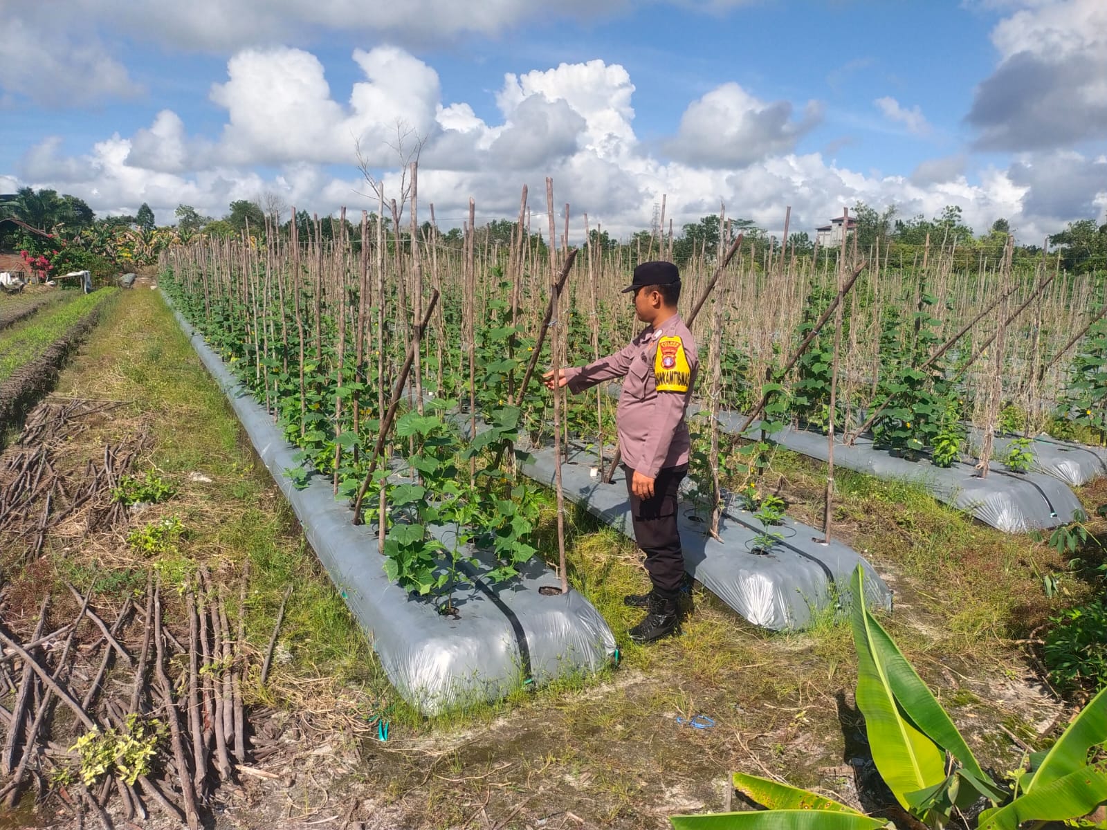 Personel Polsek Tewang Sangalang Garing dan Pulau Malan melaksanakan pengecekan lokasi pemanfaatan lahan pekarangan warga Binaannya