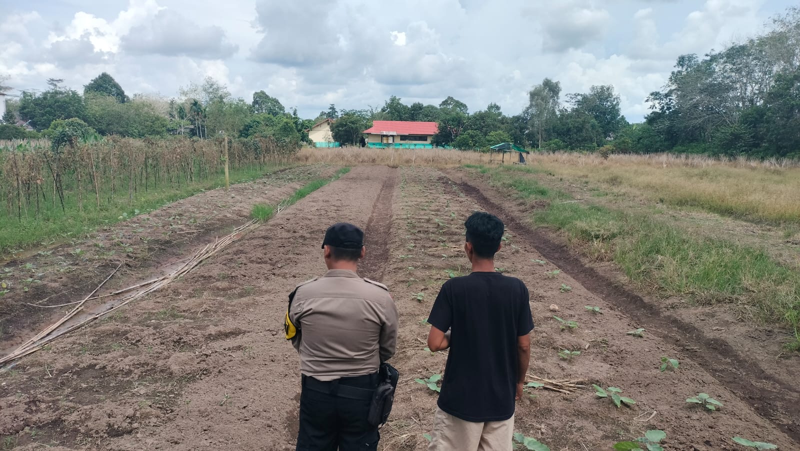 Dalam Rangka Mendukung Program Pemerintah, Bhabinkamtibmas Desa Mekartani Polsek Mendawai Cek Lokasi Pemanfaatan Lahan Pekarangan Warga