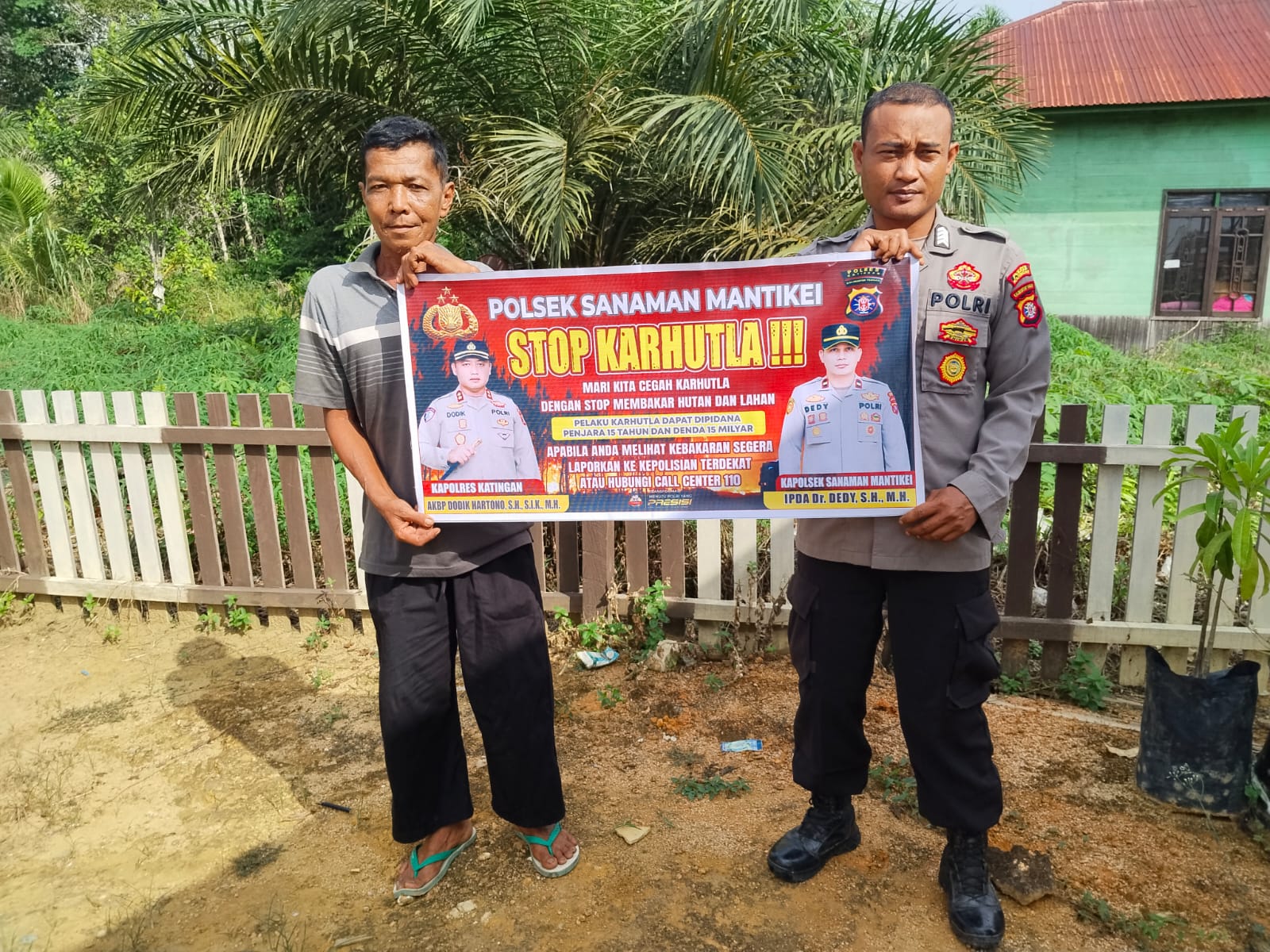 Bhabinkamtibmas Desa kamanto Sosialisasi imbauan tentang Karhutla