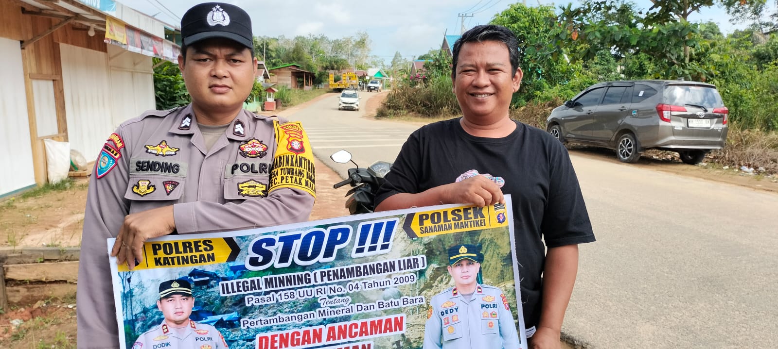 Bhabinkamtibmas Desa Tumbang Baraoi Sosialisasi tentang larangan Ilegal Mining.