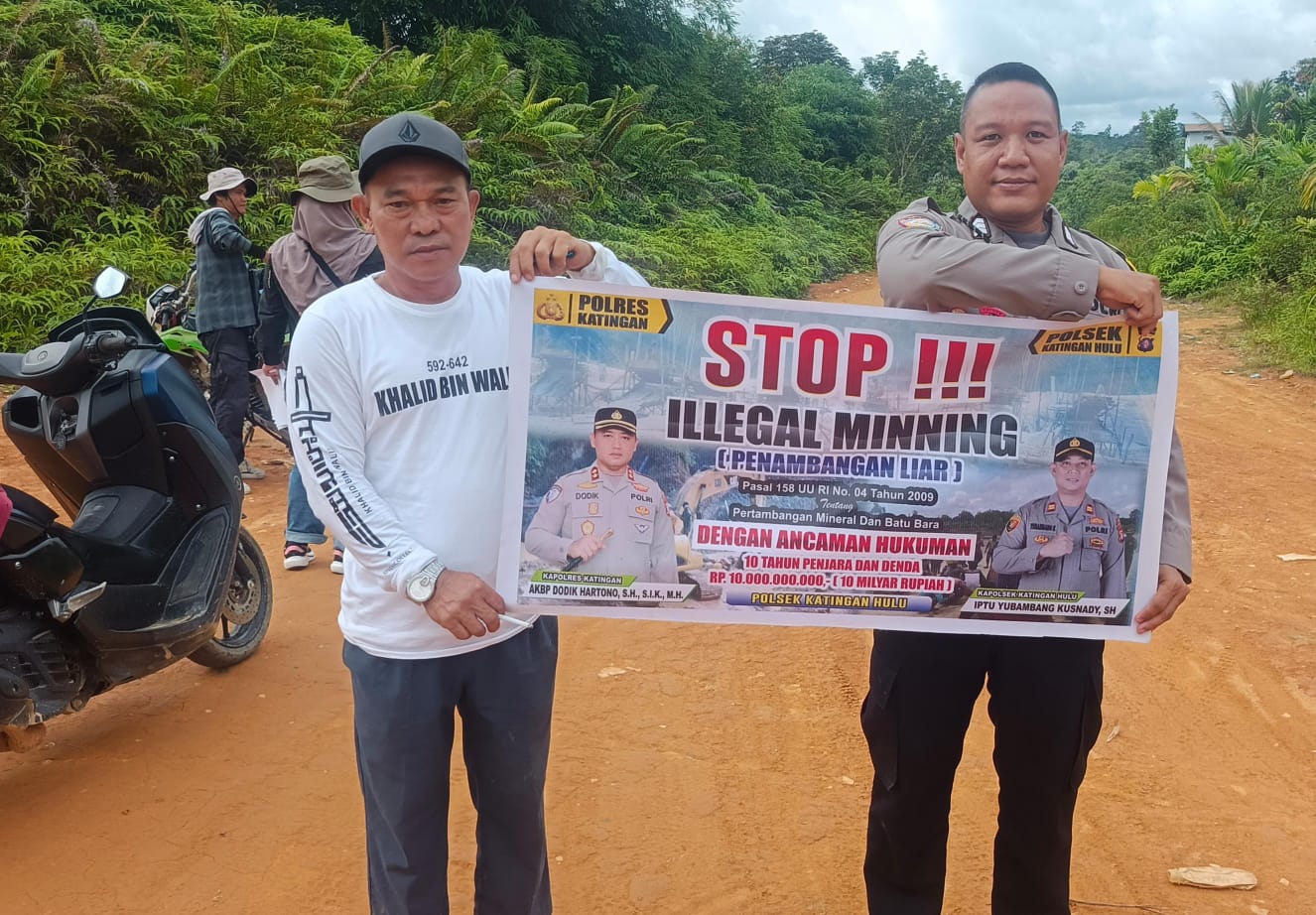 ‎Upaya pencegahan Penambangan Emas Tanpa Ijin (PETI) di Kecamatan Katingan Hulu dan Bukit Raya, Bhabinkamtibmas sosialisasi kepada masyarakat.