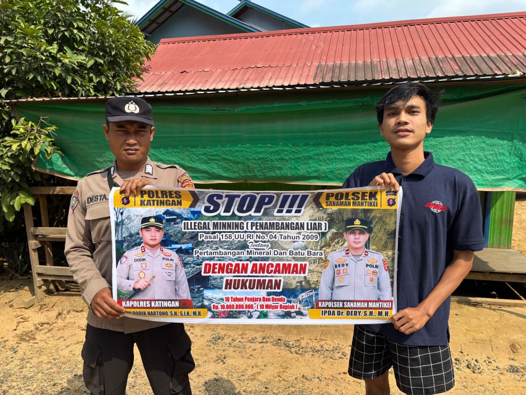 Bhabinkamtibmas Desa kamanto Sosialisasi tentang larangan Illegal Mining.