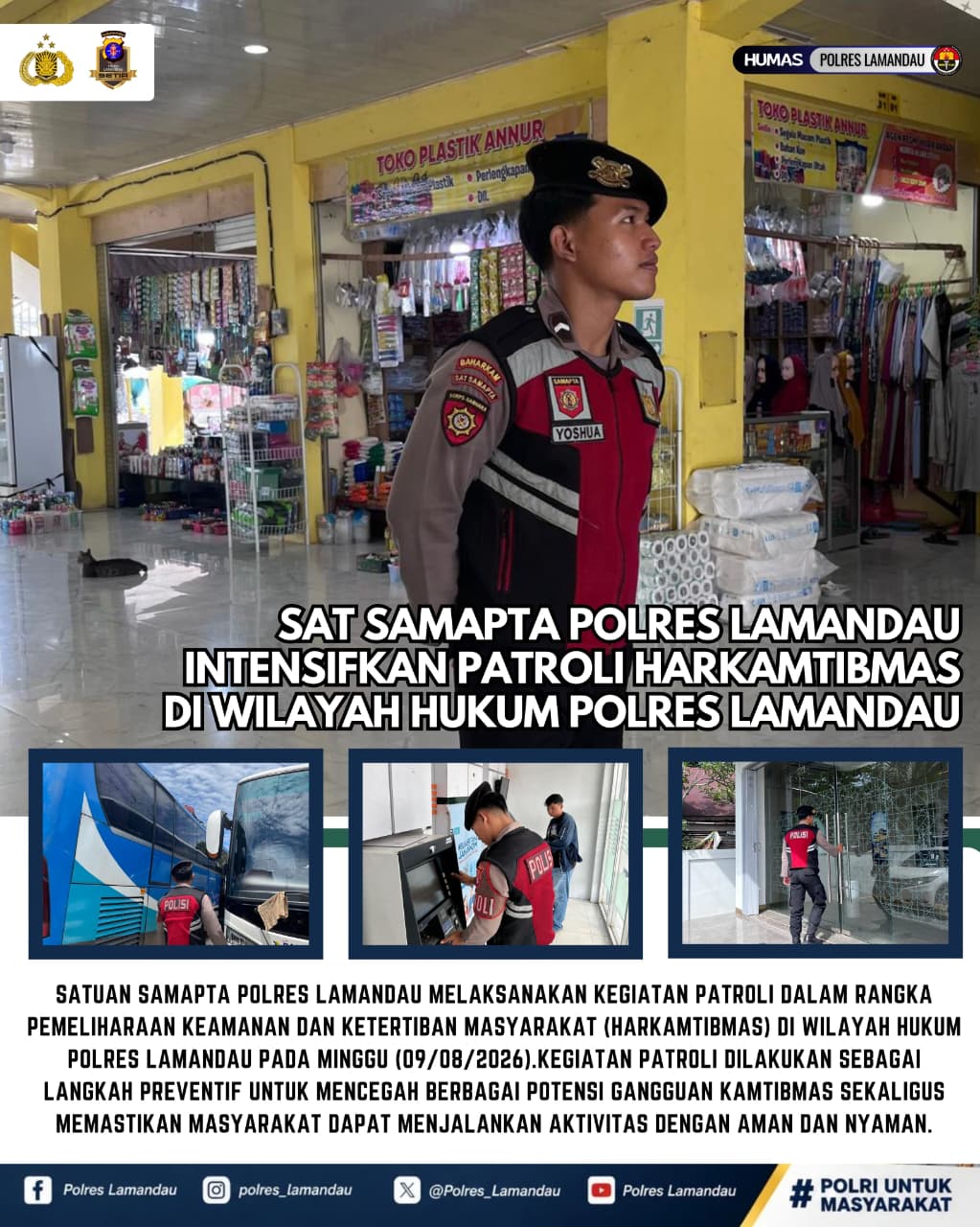 Sat Samapta Polres Lamandau Intensifkan Patroli Harkamtibmas di Wilayah Hukum Polres Lamandau