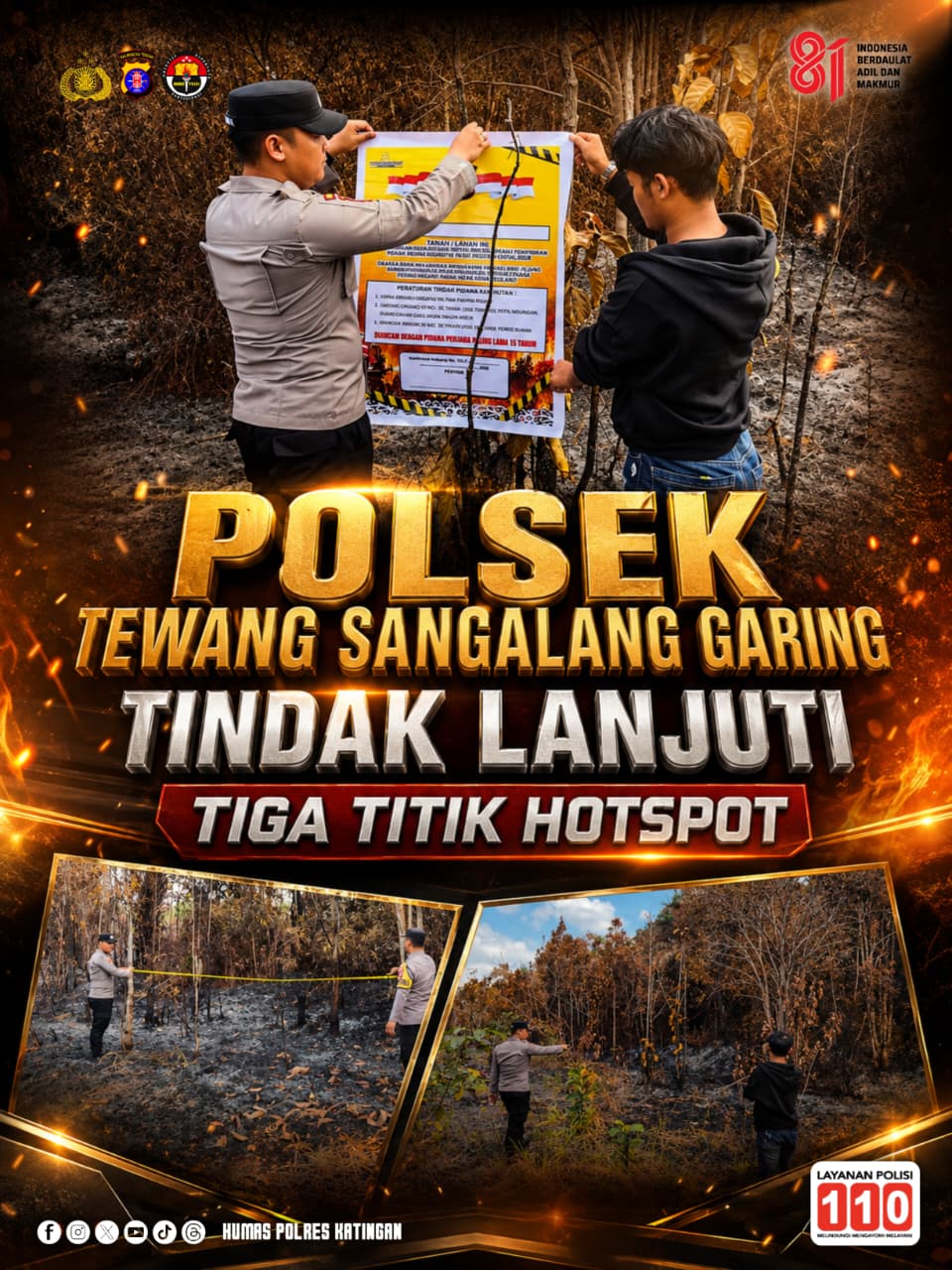 Polsek Tewang Sangalang Garing Tindak Lanjuti Tiga Titik Hotspot