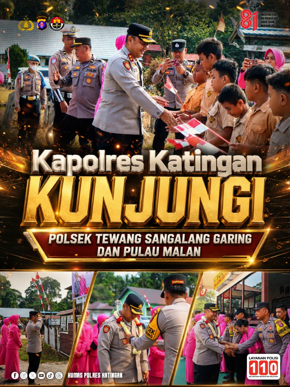 Kapolres Katingan Kunjungi Polsek Tewang Sangalang Garing dan Pulau Malan