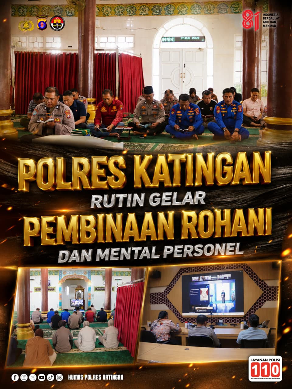 Polres Katingan Rutin Gelar Pembinaan Rohani dan Mental Personel