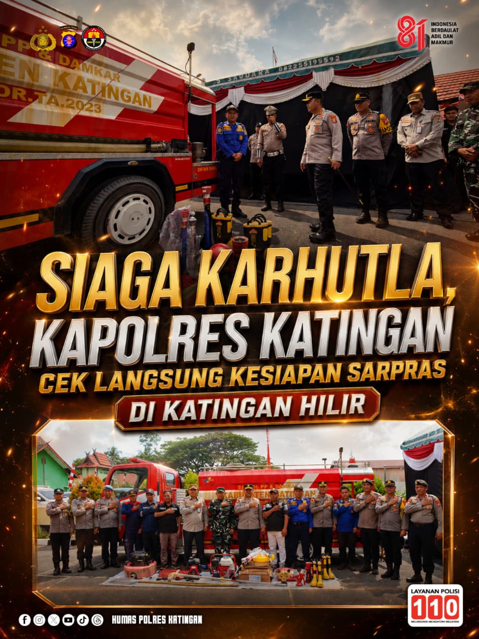 Siaga Karhutla, Kapolres Katingan Cek Langsung Kesiapan Sarpras di Katingan Hilir
