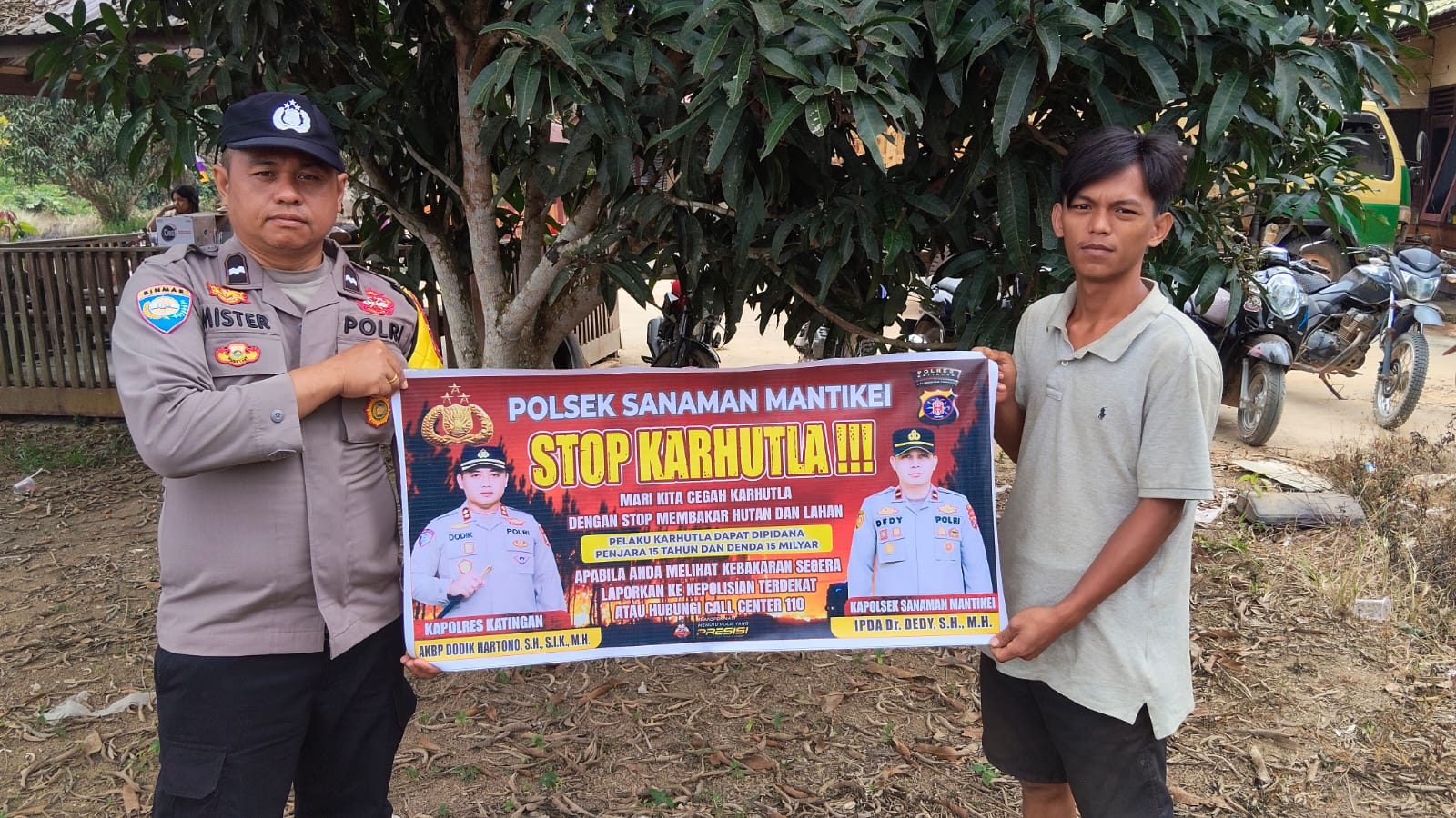 Bhabinkamtibmas Desa tumbang atei Sosialisasi imbauan tentang Karhutla