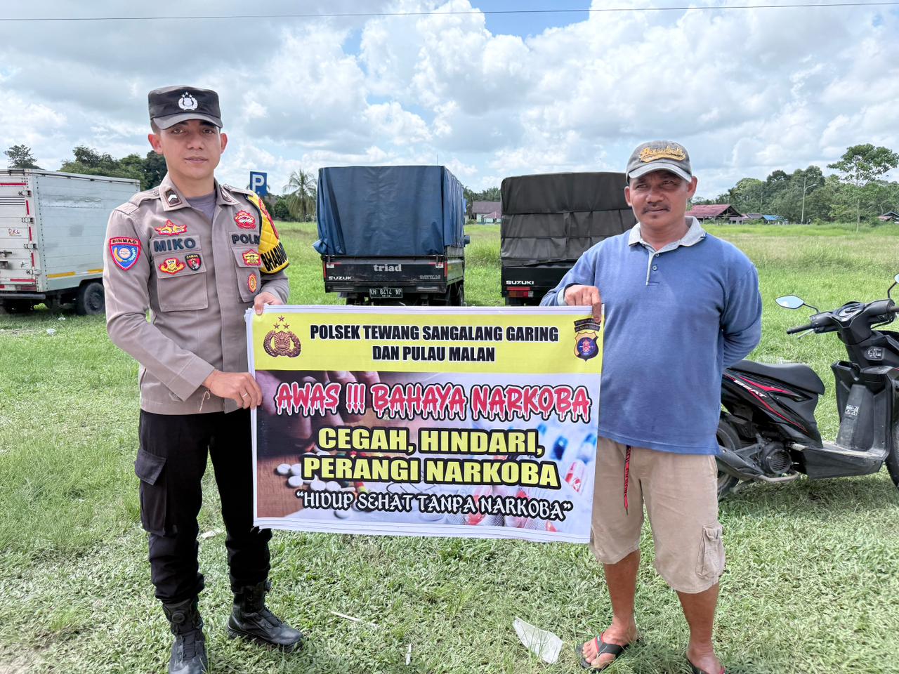 Polsek Tewang Sangalang Garing dan Pulau Malan Imbau Warga Tidak Terjerumus Penyalahgunaan Narkoba