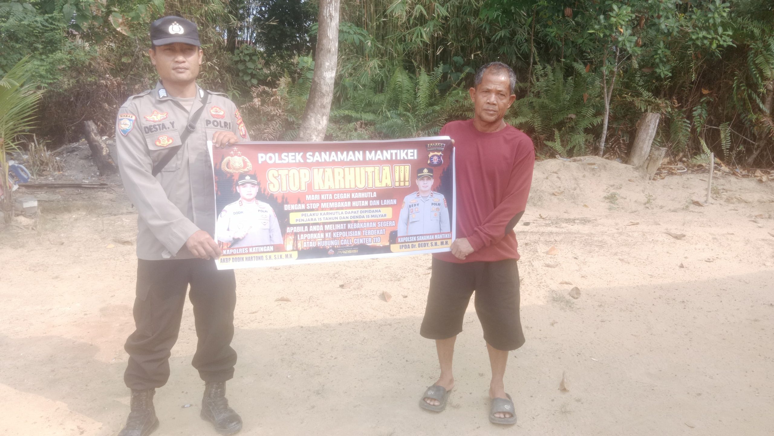 Bhabinkamtibmas Desa kamanto Sosialisasi imbauan tentang Karhutla