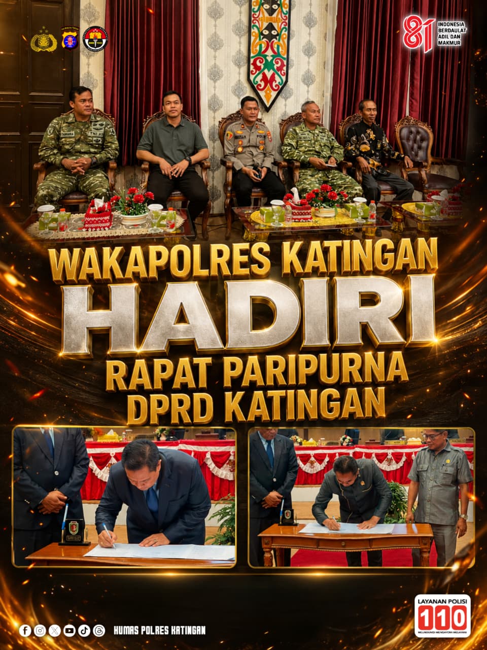 Wakapolres Katingan Hadiri Rapat Paripurna DPRD