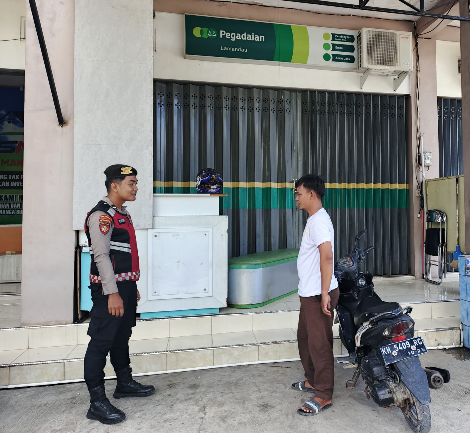 Sat Samapta Polres Lamandau Sambangi Pegadaian, Dialogis dengan Satpam