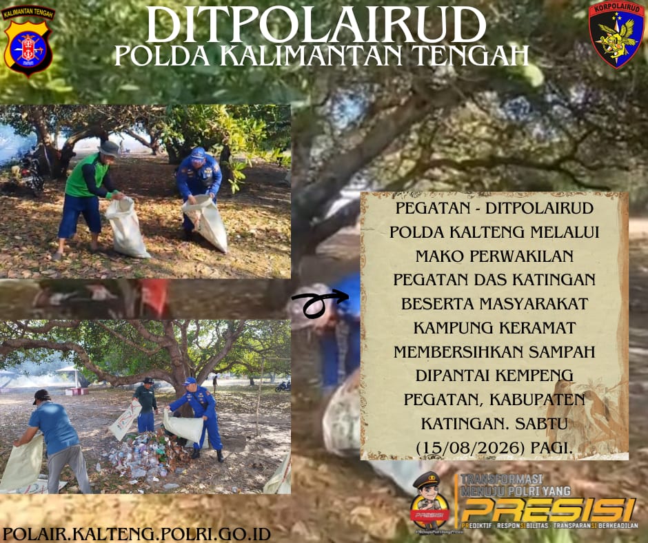 Ditpolairud Bersihkan Sampah Dipantai Kempeng Pegatan Das Katingan