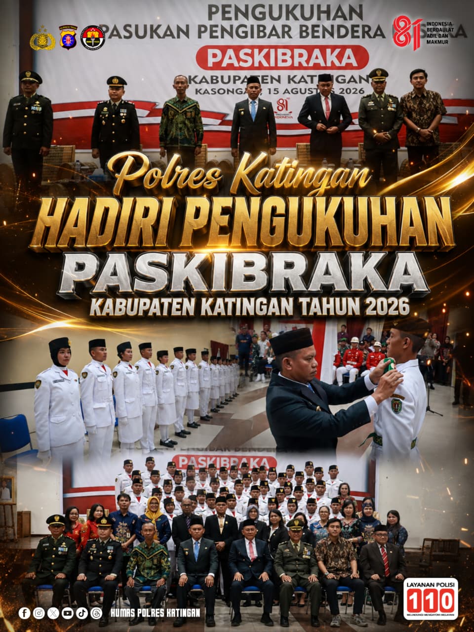 Polres Katingan Hadiri Pengukuhan Paskibraka Kabupaten Katingan Tahun 2026