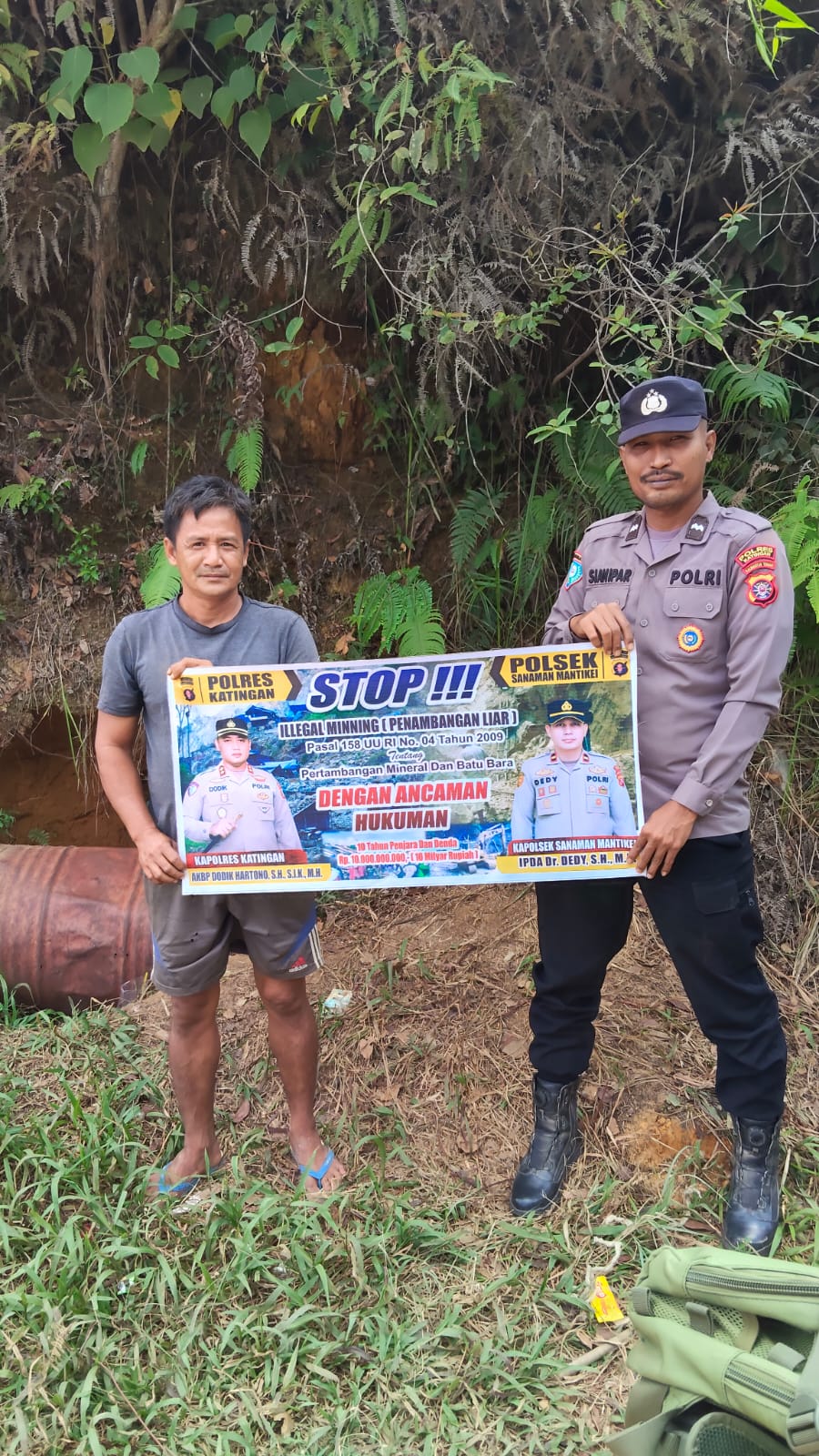 Bhabinkamtibmas Desa Tumbang Jala Sosialisasi tentang larangan Ilegal Minning.
