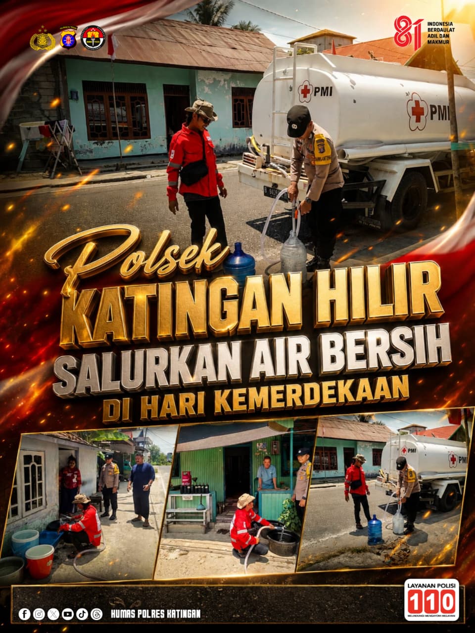 Polsek Katingan Hilir Salurkan Air Bersih di Hari Kemerdekaan