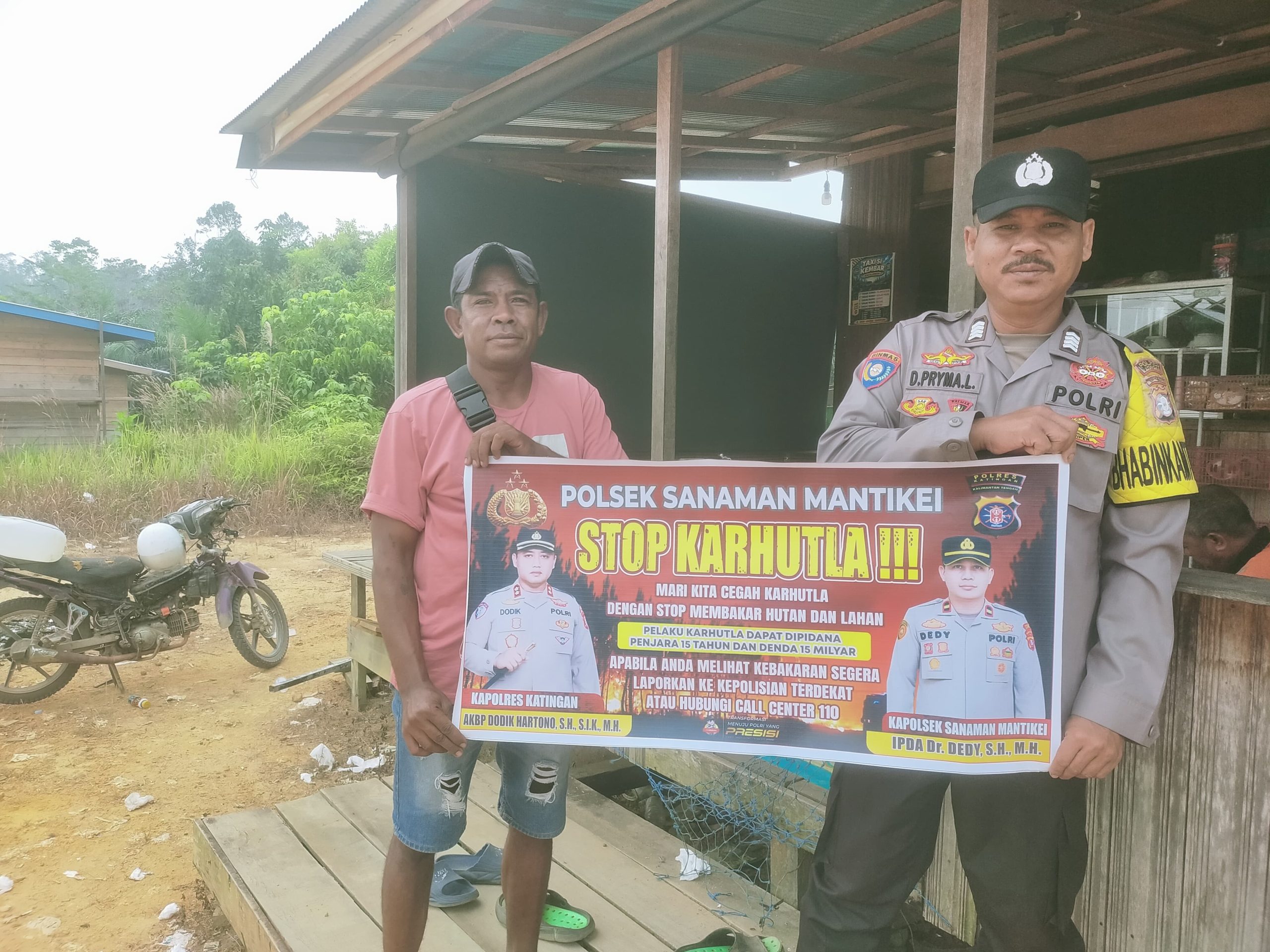 Bhabinkamtibmas Desa Tumbang Labehu Sosialisasi imbauan tentang Karhutla