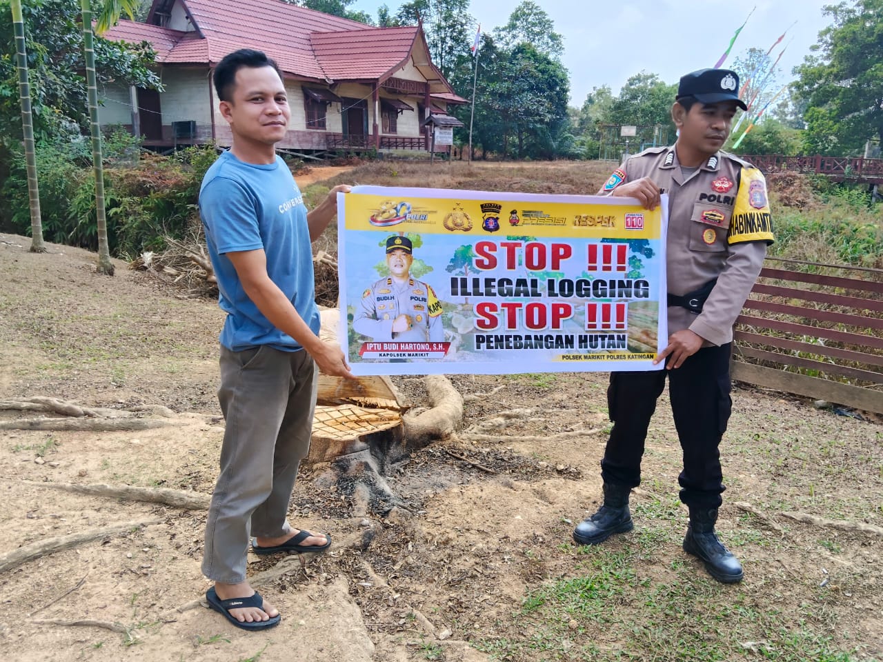 Bhabinkamtibmas Polsek Marikit di Barisan Terdepan, Hentikan Penebangan Ilegal Sebelum Meluas