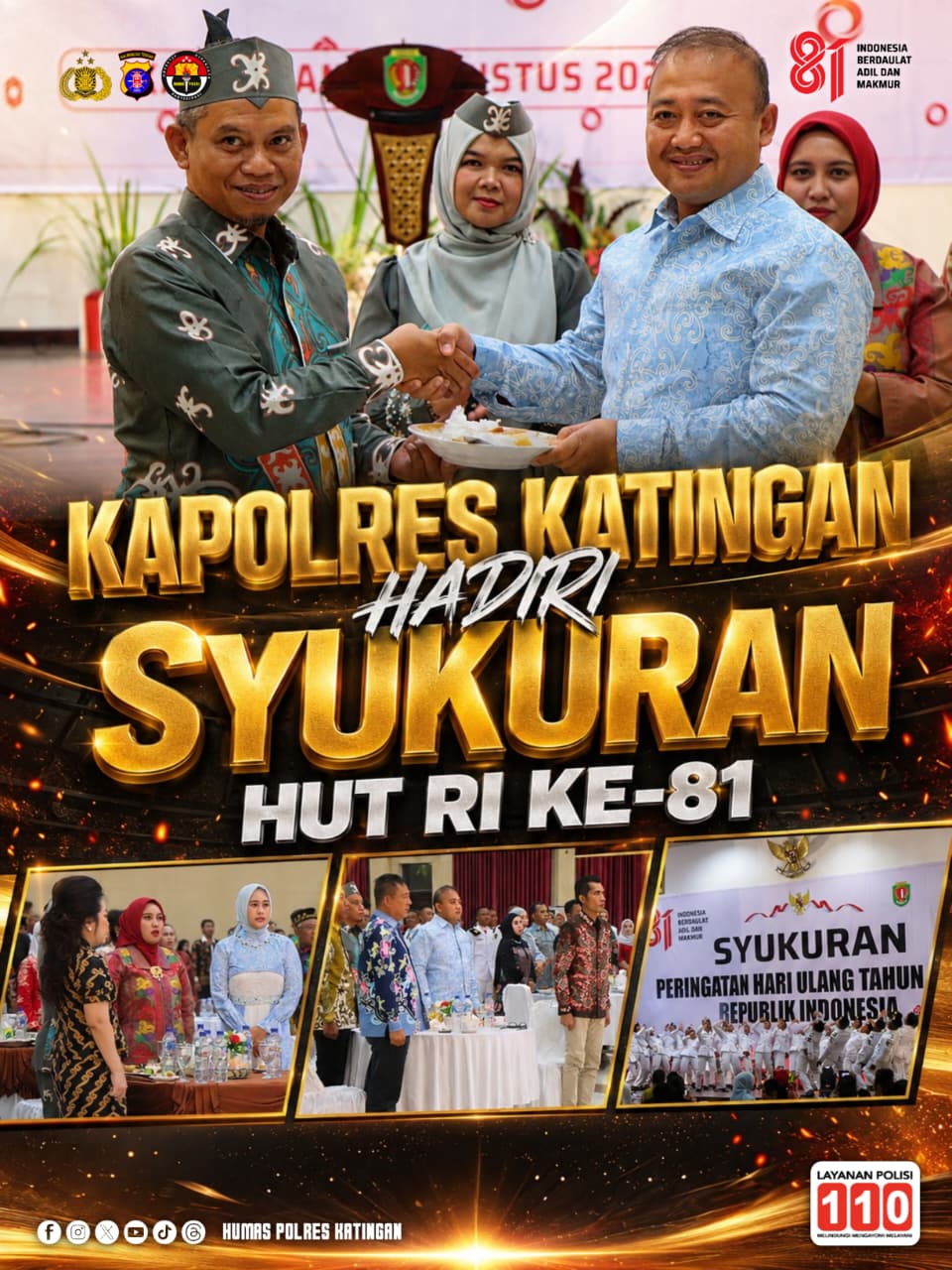 Kapolres Katingan Hadiri Syukuran HUT RI ke-81