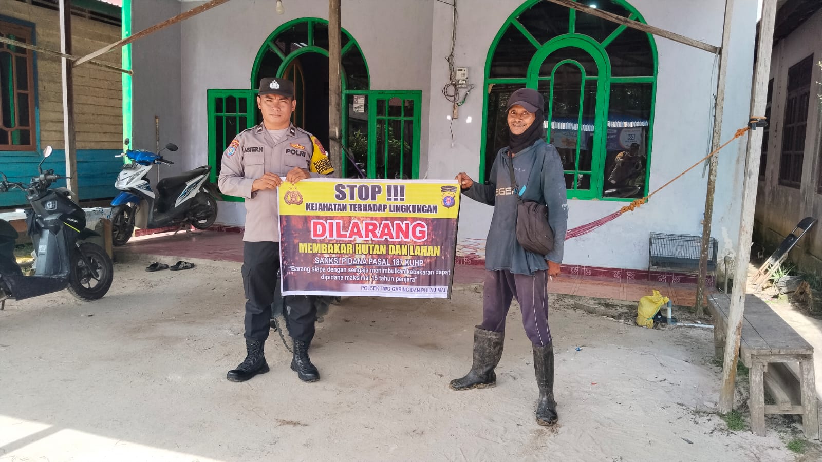 Polsek Tewang Sangalang Garing dan Pulau Malan Imbau Warga Tidak Membuka Lahan Dengan Membakar.