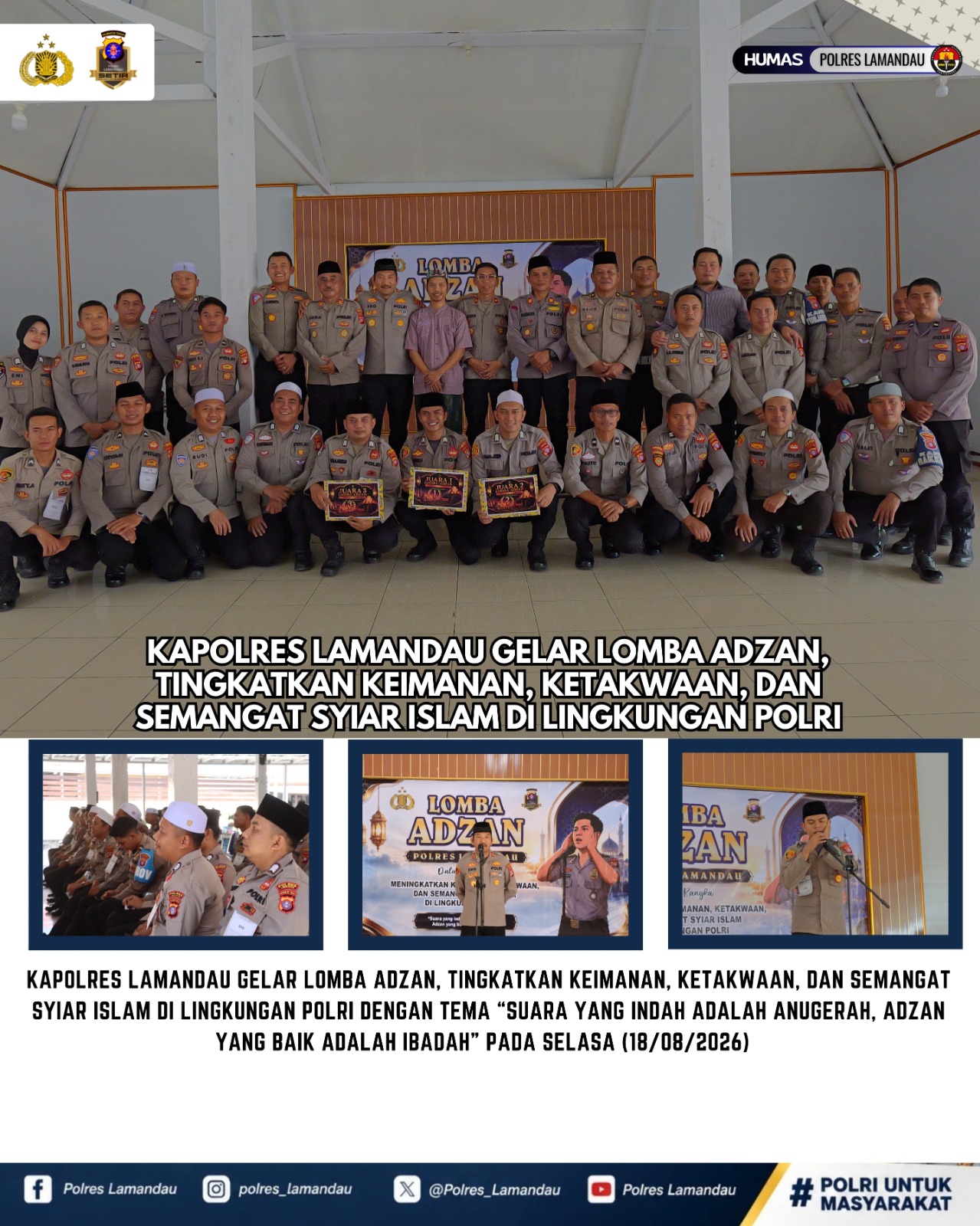 Kapolres Lamandau Gelar Lomba Adzan, Tingkatkan Keimanan dan Semangat Syiar Islam di Lingkungan Polri