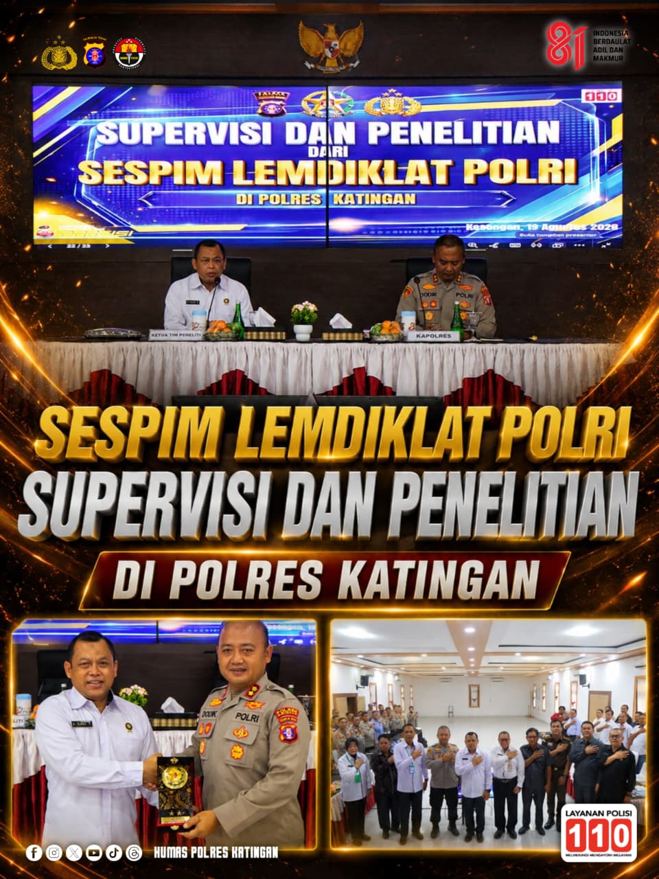 Sespim Lemdiklat Polri Supervisi dan Penelitian di Polres Katingan