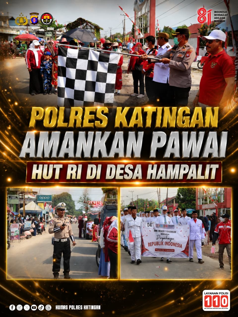 Polres Katingan Amankan Pawai HUT RI di Desa Hampalit