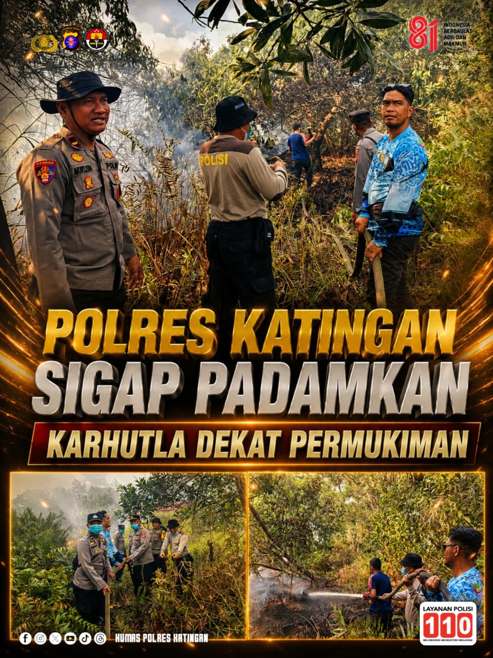 Polres Katingan Sigap Padamkan Karhutla Dekat Permukiman