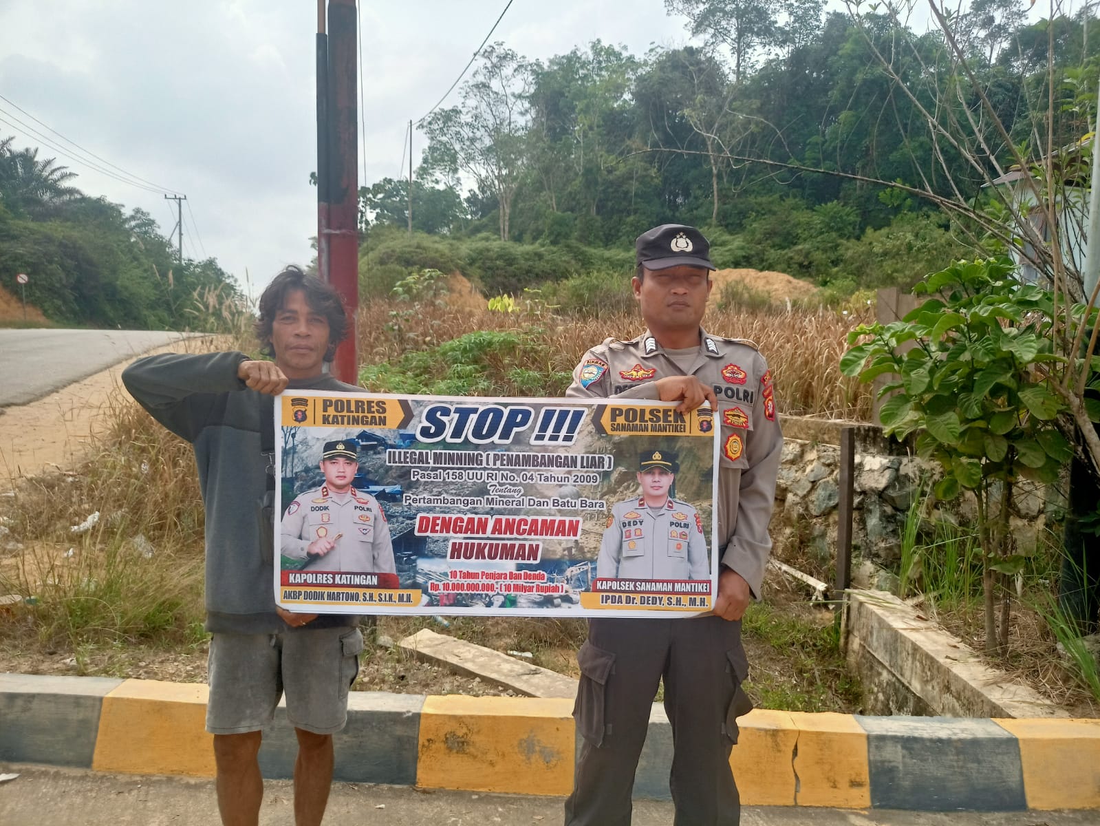 Bhabinkamtibmas Desa kamanto Sosialisasi tentang larangan Illegal Mining.