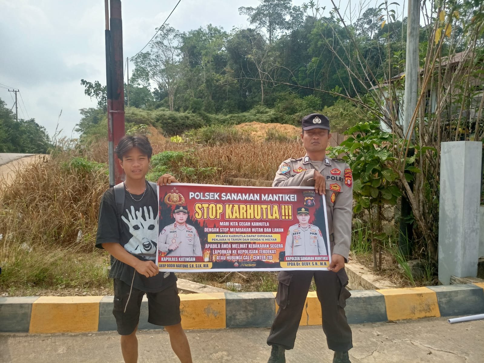 Bhabinkamtibmas Desa kamanto Sosialisasi imbauan tentang Karhutla