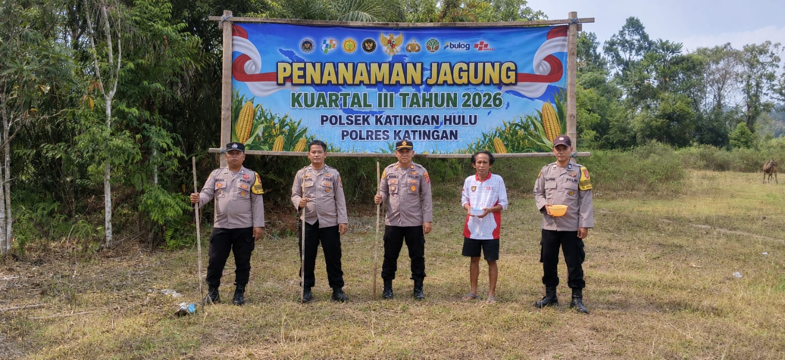 Polsek Katingan Hulu Bersama Masyarakat Tanam Jagung Dukung Program Ketahanan Pangan.