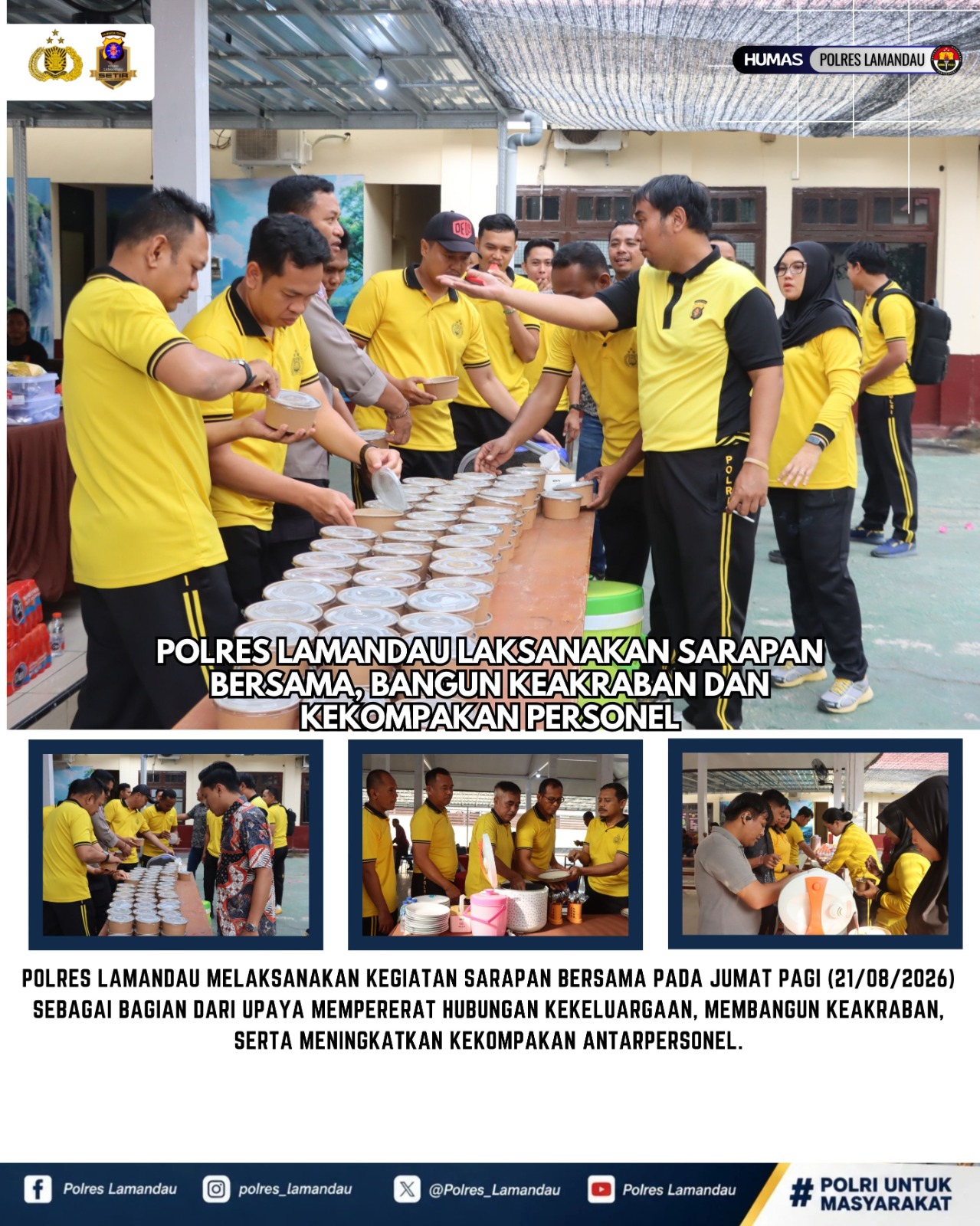Polres Lamandau Laksanakan Sarapan Bersama, Bangun Keakraban dan Kekompakan Personel