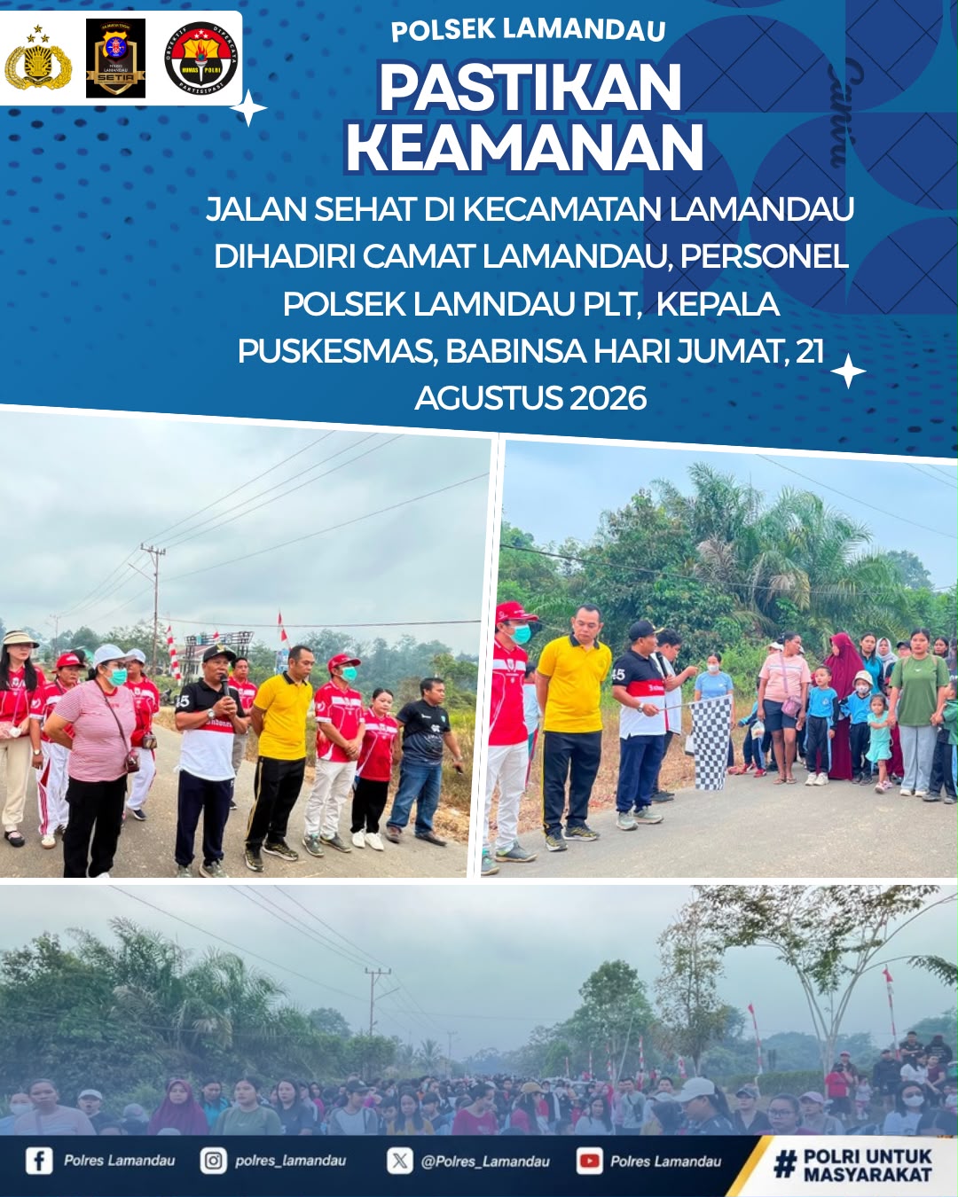 Jalan Sehat HUT RI ke-81 di Kecamatan Lamandau Berlangsung Meriah, Polsek Lamandau Pastikan Keamanan