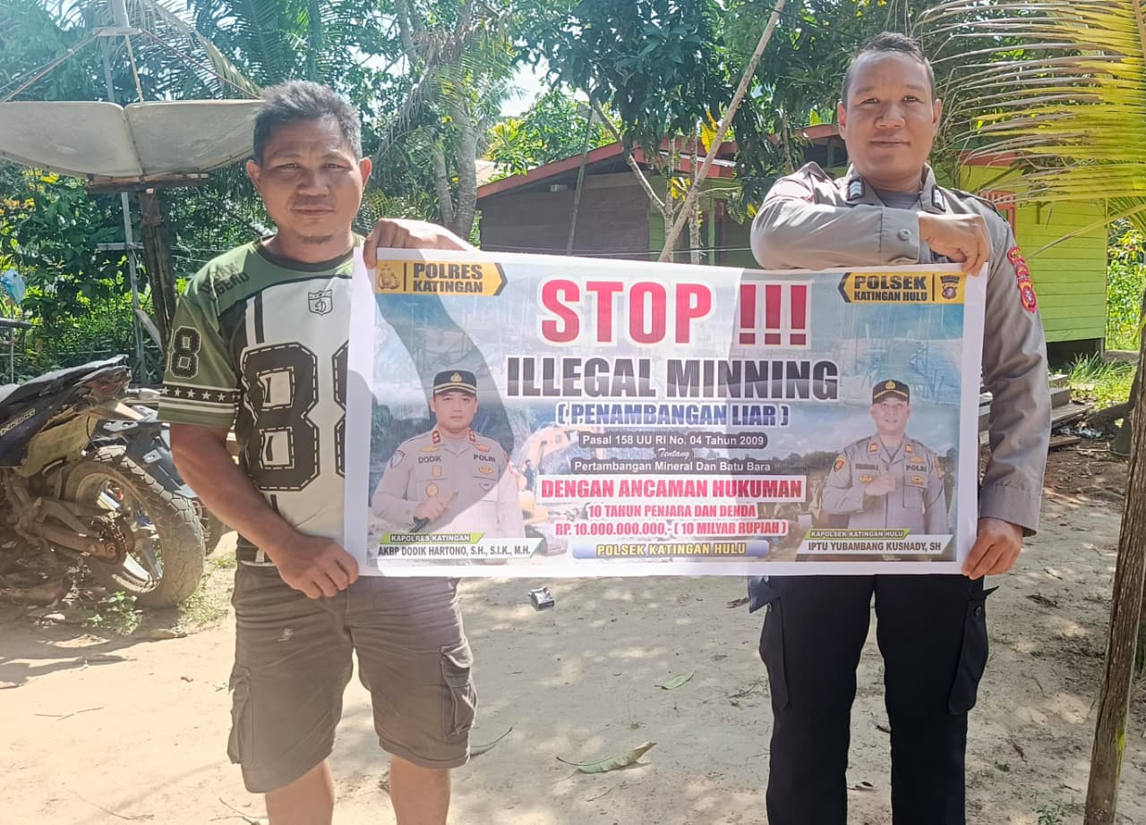 ‎Upaya pencegahan Penambangan Emas Tanpa Ijin (PETI) di Kecamatan Katingan Hulu dan Bukit Raya, Bhabinkamtibmas sosialisasi kepada masyarakat.