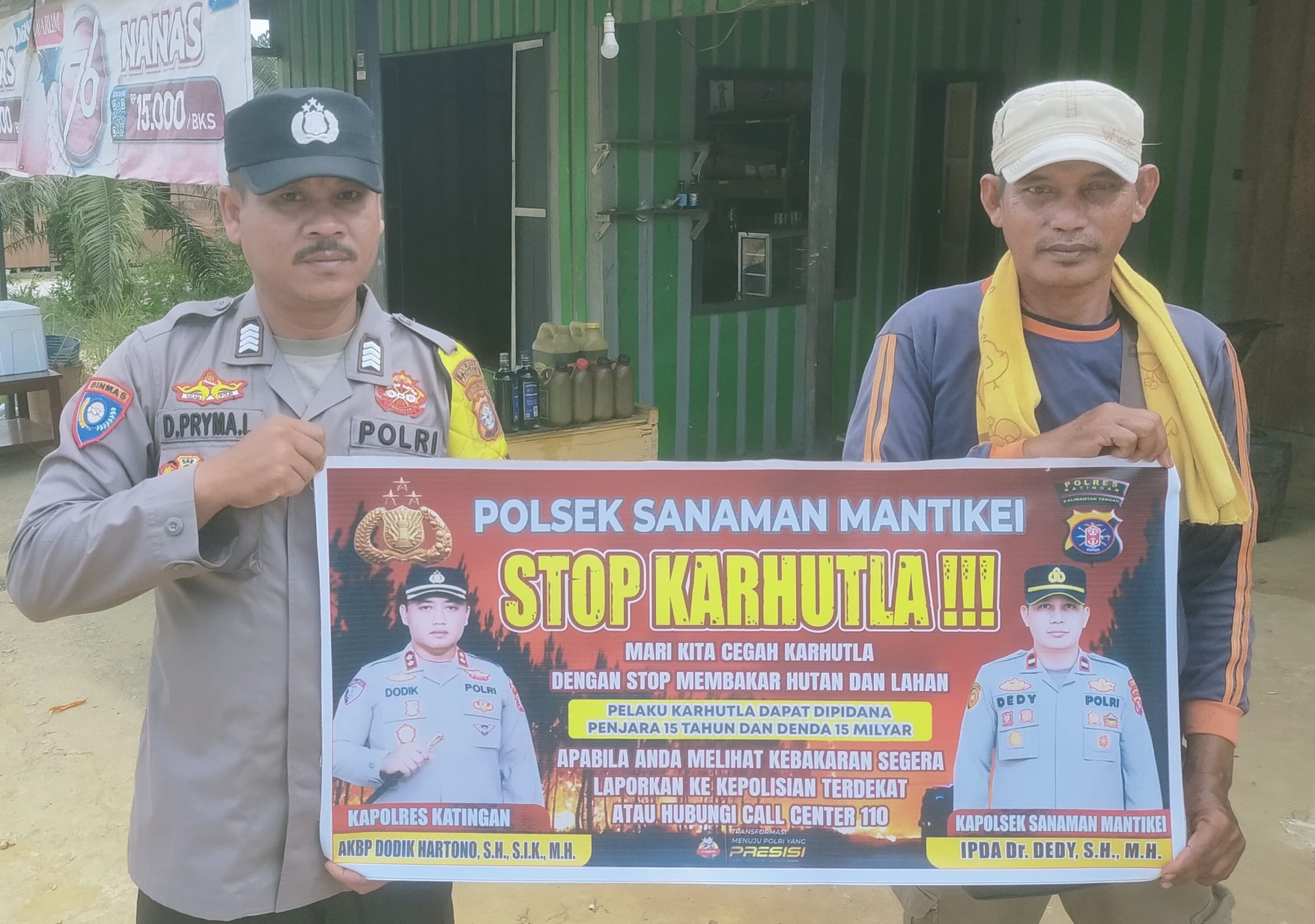 Bhabinkamtibmas Desa Tumbang Labehu Sosialisasi imbauan tentang Karhutla