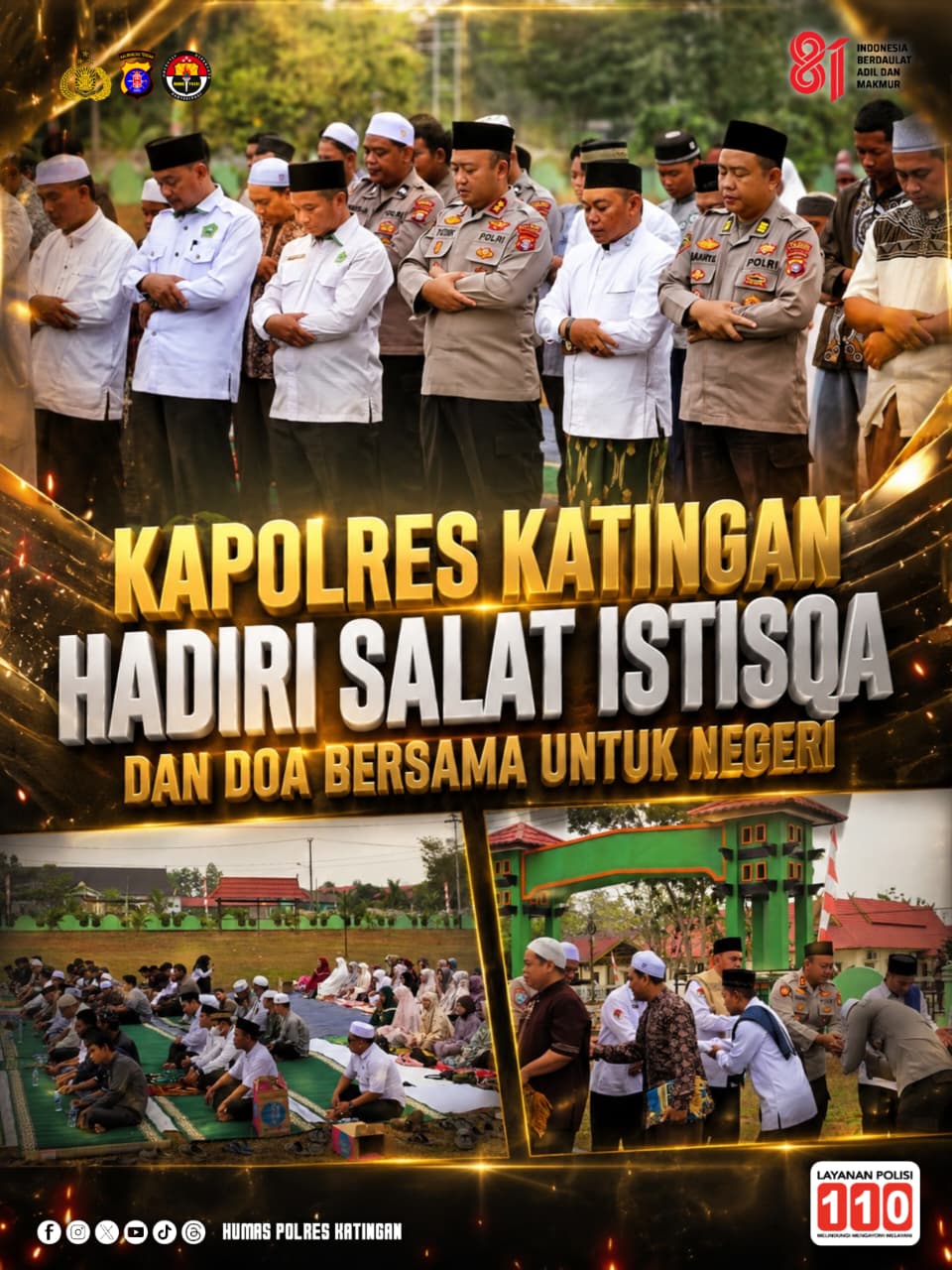 Kapolres Katingan Hadiri Salat Istisqa dan Doa Bersama untuk Negeri