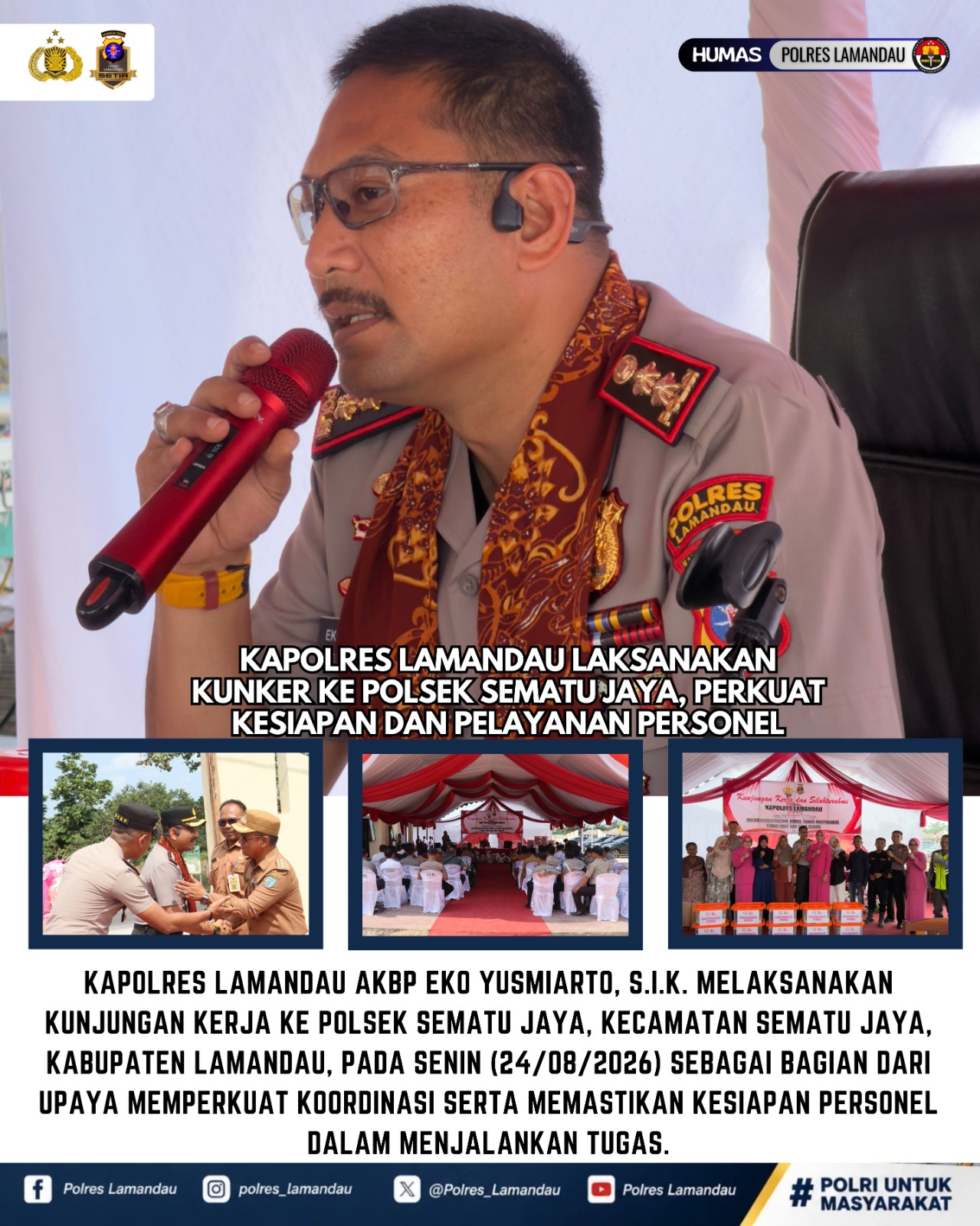 Kapolres Lamandau Laksanakan Kunker ke Polsek Sematu Jaya, Perkuat Kesiapan dan Pelayanan Personel