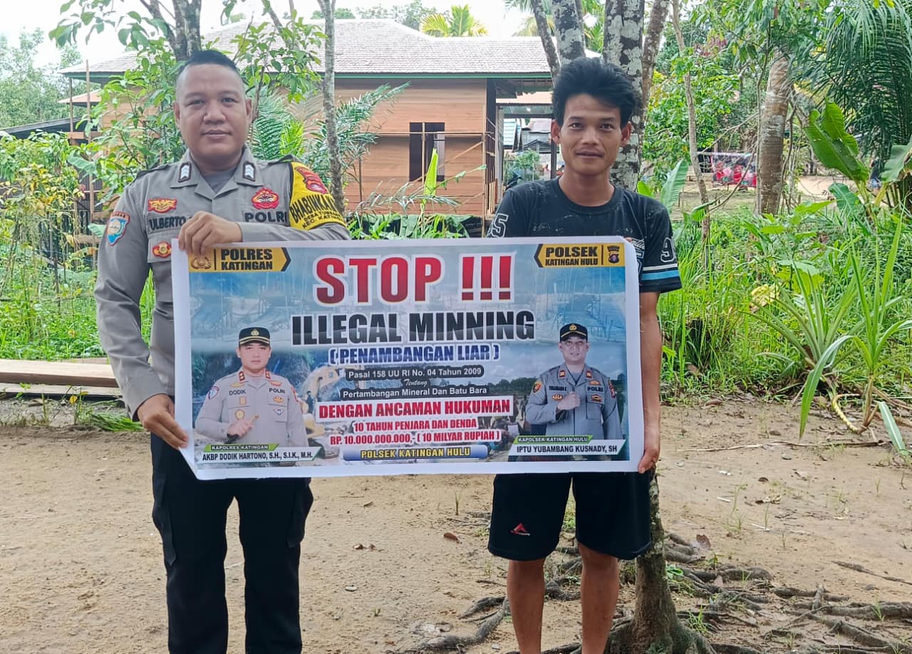 Upaya pencegahan Penambangan Emas Tanpa Ijin (PETI) di Kecamatan Katingan Hulu dan Bukit Raya, Bhabinkamtibmas sosialisasi kepada masyarakat.