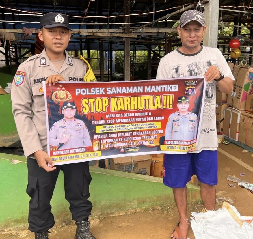 Bhabinkamtibmas Desa Dehes Sosialisasi imbauan tentang Karhutla