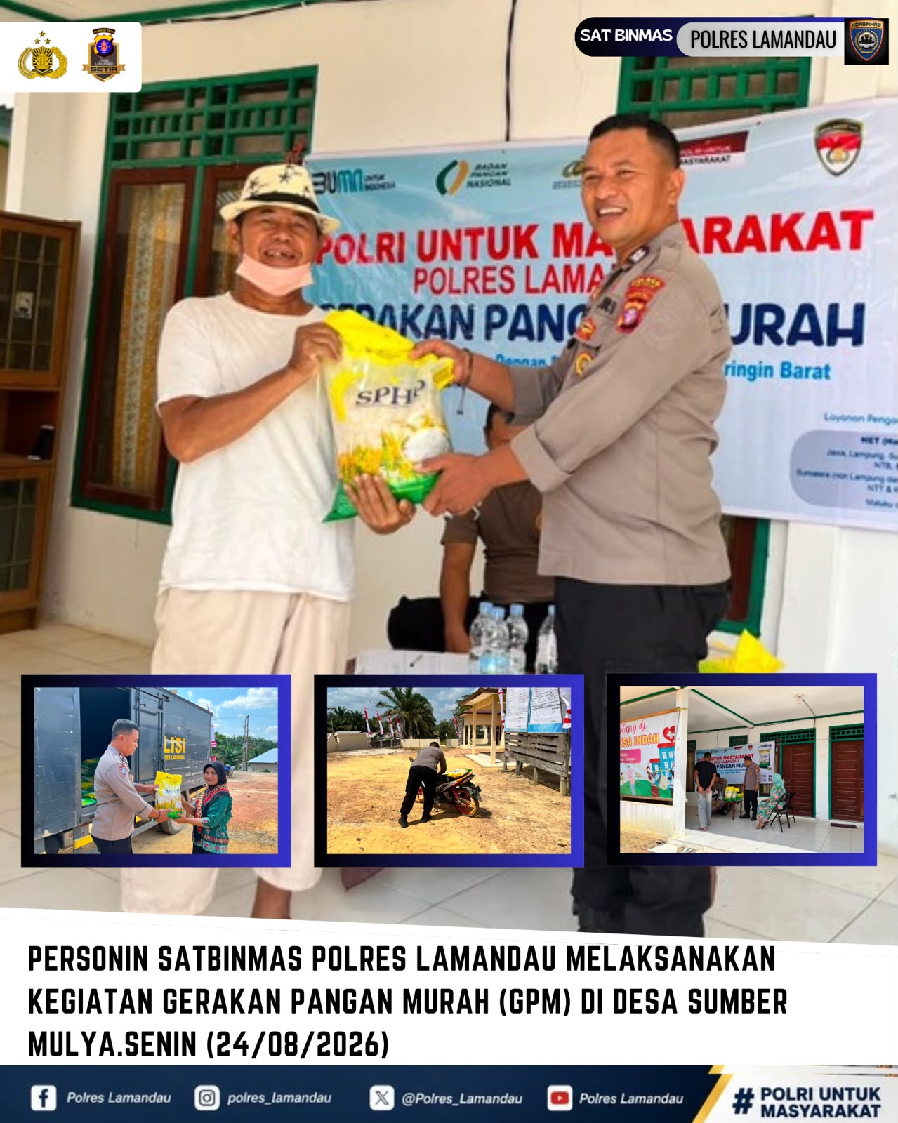 PERSONEL SATBINMAS POLRES LAMANDAU LAKSANAKAN KEGIATAN GERAKAN PANGAN MURAH (GPM) DI DESA SUMBER MULYA