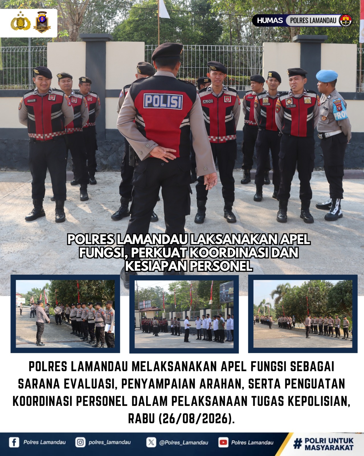 Polres Lamandau Laksanakan Apel Fungsi, Perkuat Koordinasi dan Kesiapan Personel