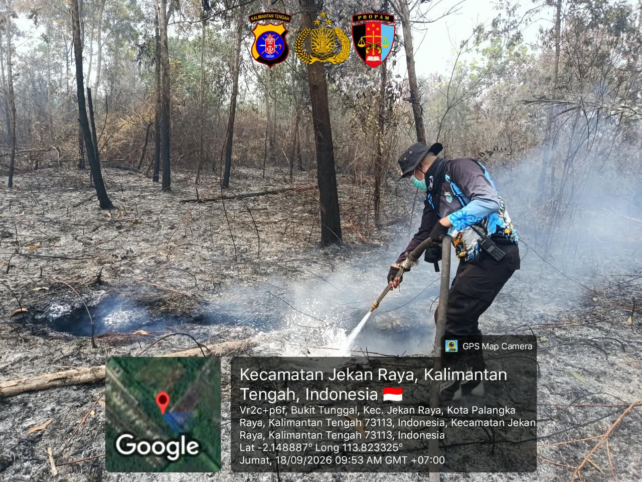 Pantang Menyerah! Satgas Karhutla Bidpropam Polda Kalteng Berhasil Jinakkan Api di Kawasan Bukit Tunggal